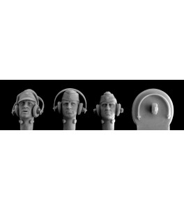 3 HEADS, SS panzer crew with separate headband assembly  1/35
