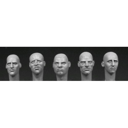 5 heads with various European faces 1/35