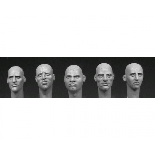 5 heads with various European faces 1/35