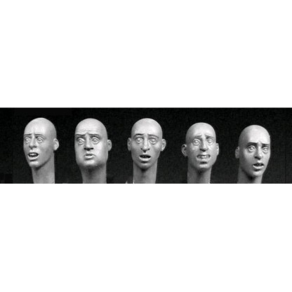 5 heads with various SCARED European faces 54MM.