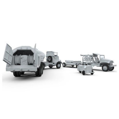 USAAF Bomber Re-supply Set. Autocar U-7144-T 4X4 tractor unit and F-1 fuel trailer. B-17 not included. 1/72  2