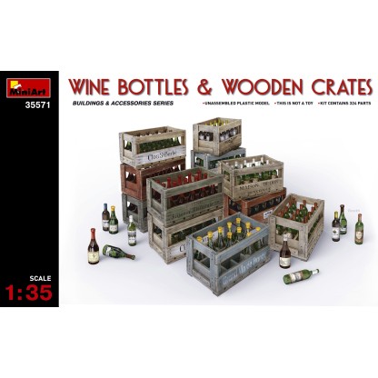 Wine, Beer, Milk Bottles & Wooden Boxes 1/35