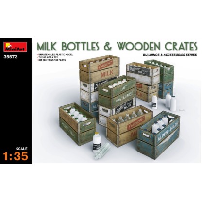 Milk Bottles and Wooden Crates 1/35