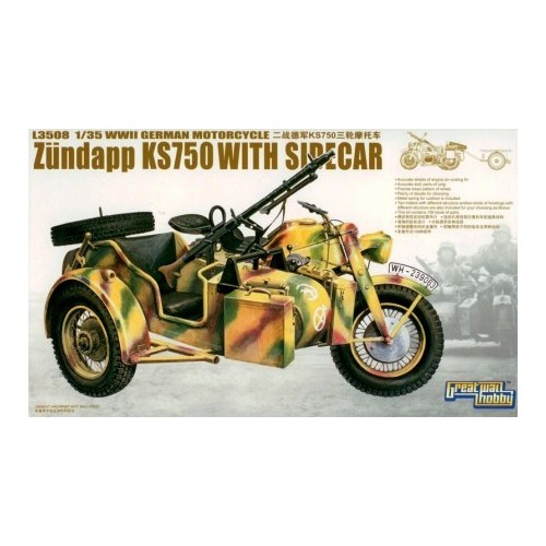 WWII German Zundapp Ks750 With Sidecar W/ Trailers 1/35