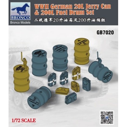 WWII German 20L Jerry can & 200L Fuel Drum Set 1/72