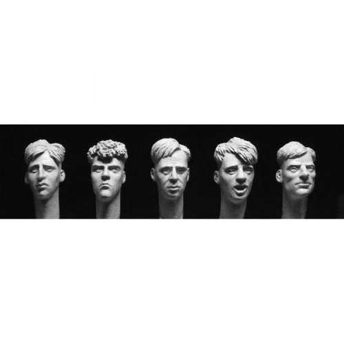 5 heads with 1940/50s 'short back and sides' haircuts 1/35