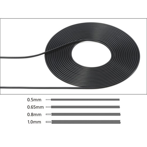 Cable negro, medidas: 0,5-0,65-0,8 y 1 mm.
