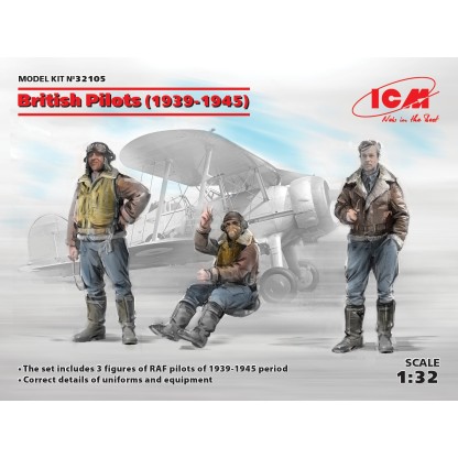 British Pilots (1939-1945) (3 figures) (100% new molds)  1/32