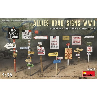 ALLIES ROAD SIGNS WWII. EUROPEAN THEATER OF OPERATIONS 1/35