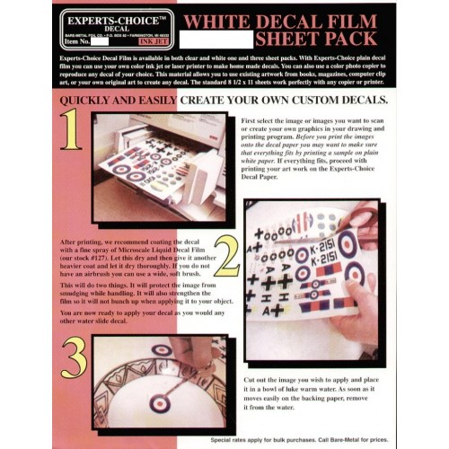 1 x White Decal Film. Approx 11' x 8.5'/215mm x 280mm. Suitable for...