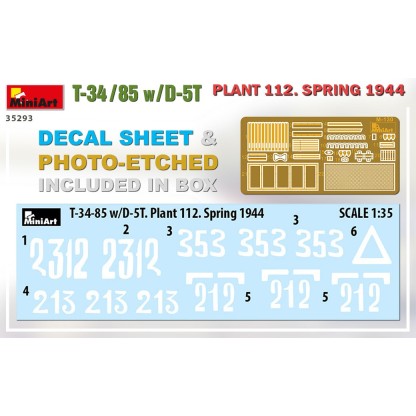 MiniArt T-34-85 w/D-5T Plant 112 Spring 44 2