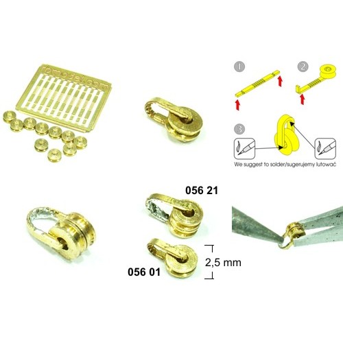 Bloque de aparejo doble 2,5 mm. 10 unds.