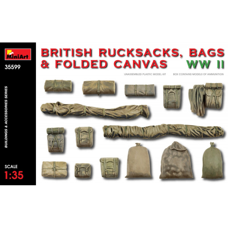 BRITISH RUCKSACKS, BAGS & FOLDED CANVAS WWII 1/35