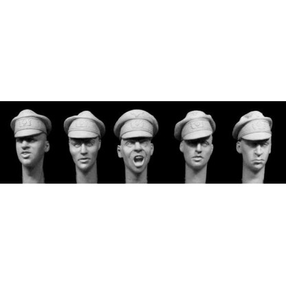 5 heads WW2 German Army officer's 'crusher' caps 1/35