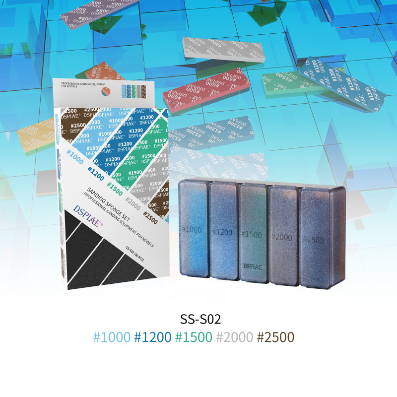 Set of sanding sponges grit 1000, 1200, 1500, 2000 and 2500