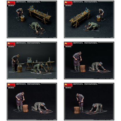  GERMAN REPAIRMEN with workbench and assorted tools 2