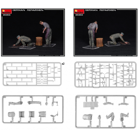  GERMAN REPAIRMEN with workbench and assorted tools