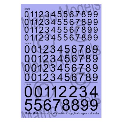 Matho Calcas Números Negro Grandes Tipo 1, todas las escalas 2