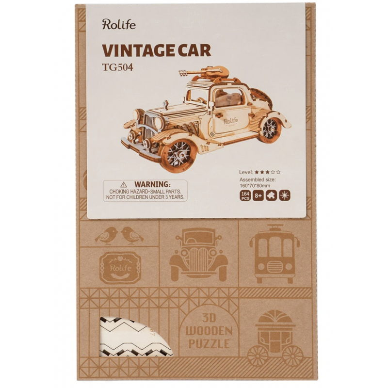 Rolife Vintage Car TG504 - Modern 3D Wooden Puzzle
