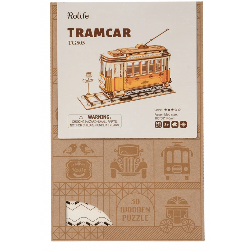 Rolife Retro Tramcar TG505 - Modern 3D Wooden Puzzle