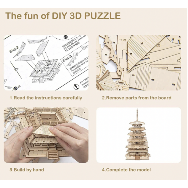 Rolife DIY Five-storied Pagoda 3D Wooden Puzzle TGN02
