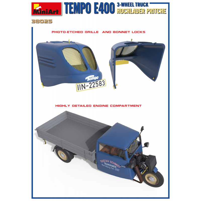 TEMPO E400 HOCHLADER PRITSCHE 3-WHEEL TRUCK