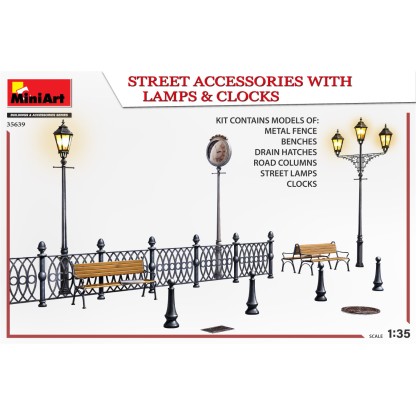STREET ACCESSORIES WITH LAMPS & CLOCKS 1/35 2