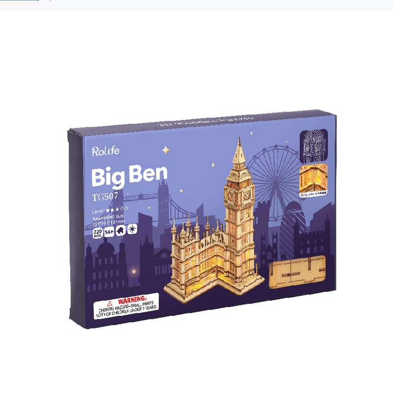 Rolife Big Ben With Lights TG507 Architecture 3D Wooden Puzzle