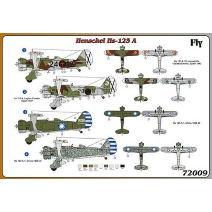 Henschel Hs 123A. Decals Spain and China 1/72 2