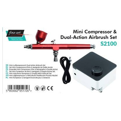 S2100 Mini air compressor with airbrush