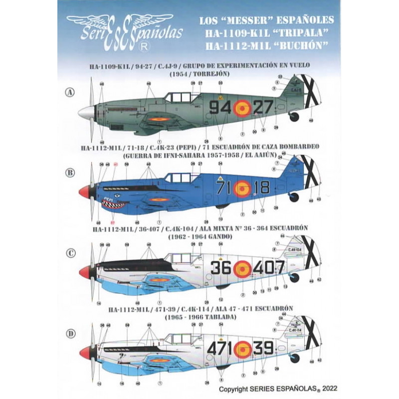 SE232 / Los MESSER Españoles. HA-1109-K1L TRIPALA / HA-1112-M1L BUCHÓN 1/32