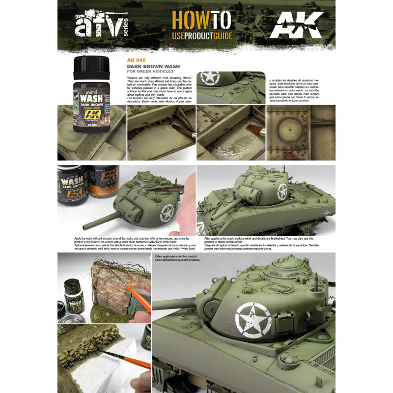 ENAMEL WASH: DARK BROWN FOR GREEN VEHICLES 35ML.