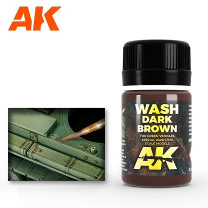ENAMEL WASH: DARK BROWN FOR GREEN VEHICLES 35ML.
