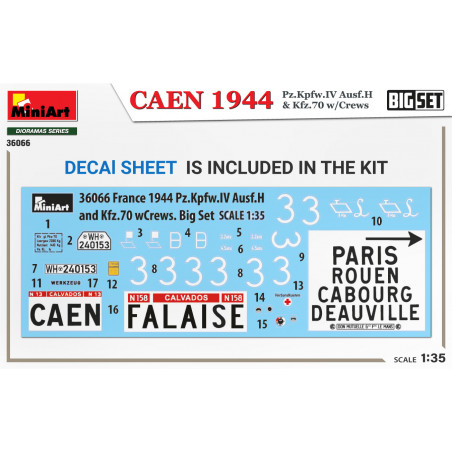 Caen 1944 Panzer IV Ausf.H & Kfz.70 w / Crew Figure 8 Big Set 1/35