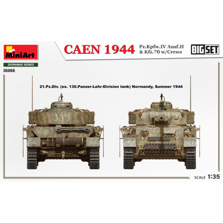 Caen 1944 Panzer IV Ausf.H & Kfz.70 w / Crew Figure 8 Big Set 1/35