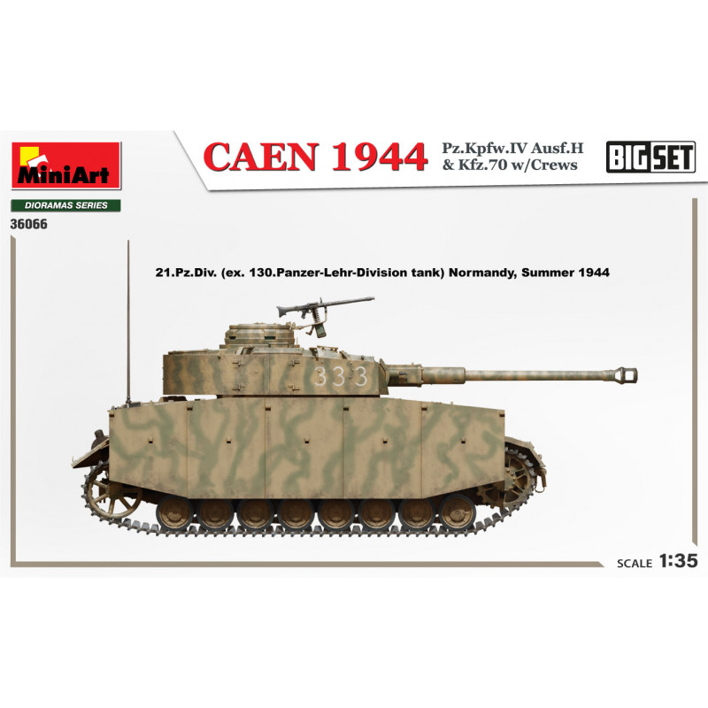 Caen 1944 Panzer IV Ausf.H & Kfz.70 w / Crew Figure 8 Big Set 1/35