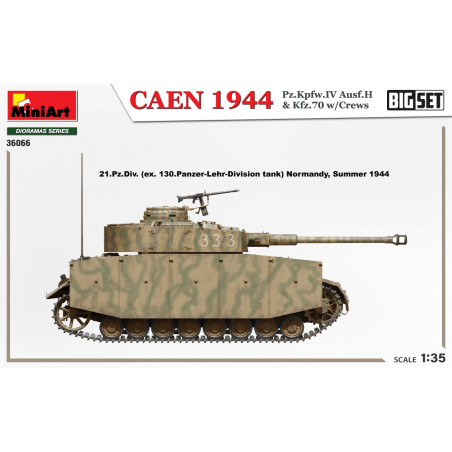 Caen 1944 Panzer IV Ausf.H & Kfz.70 w / Crew Figure 8 Big Set 1/35