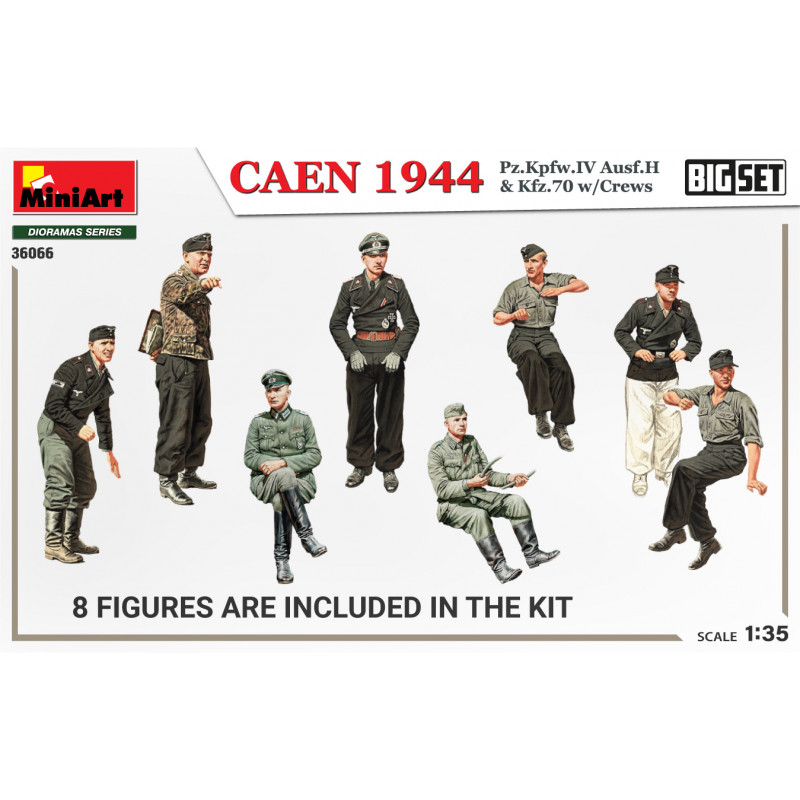 Caen 1944 Panzer IV Ausf.H & Kfz.70 w / Crew Figure 8 Big Set 1/35