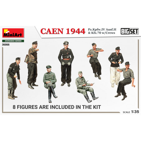 Caen 1944 Panzer IV Ausf.H & Kfz.70 w / Crew Figure 8 Big Set 1/35