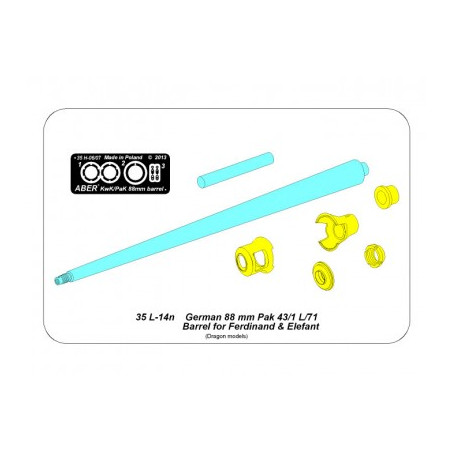 88 mm Pak 43/1 L/71 Barrel for German Tank Destroyer Ferdinand or Elefant 1/35