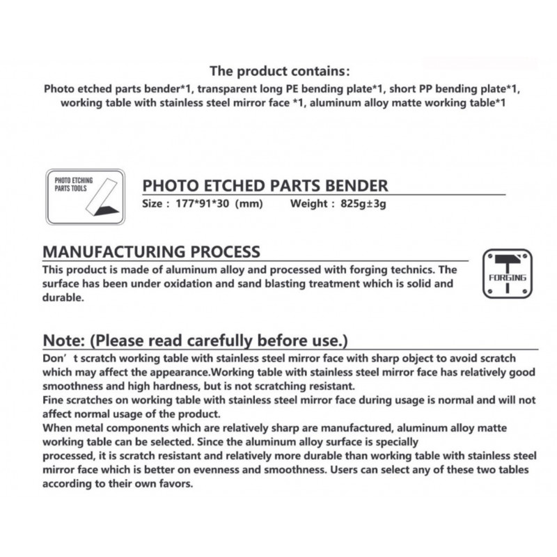 PHOTO ETCHED PARTS BENDER