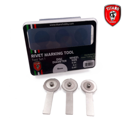  Rivet Maker Tool Set #1, 3 wheels diam.15mm x mm. 0,35 - 0,4 - 0,45 