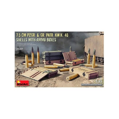 Accesorios 7.5 cm Pzgr Gr Patr Kw.K 40 Shells Ammo Boxes 1/35