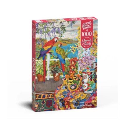 Puzzle Cherry Pazzi Loros en la Baranda de 1000 Piezas
