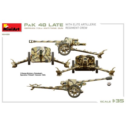 GERMAN 7.5CM ANTI-TANK GUN PaK 40 Late w/ELITE ARTILLERIE REGIMENT CREW 2