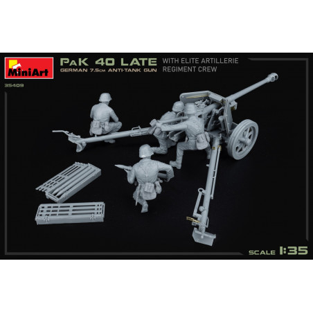 GERMAN 7.5CM ANTI-TANK GUN PaK 40 Late w/ELITE ARTILLERIE REGIMENT CREW