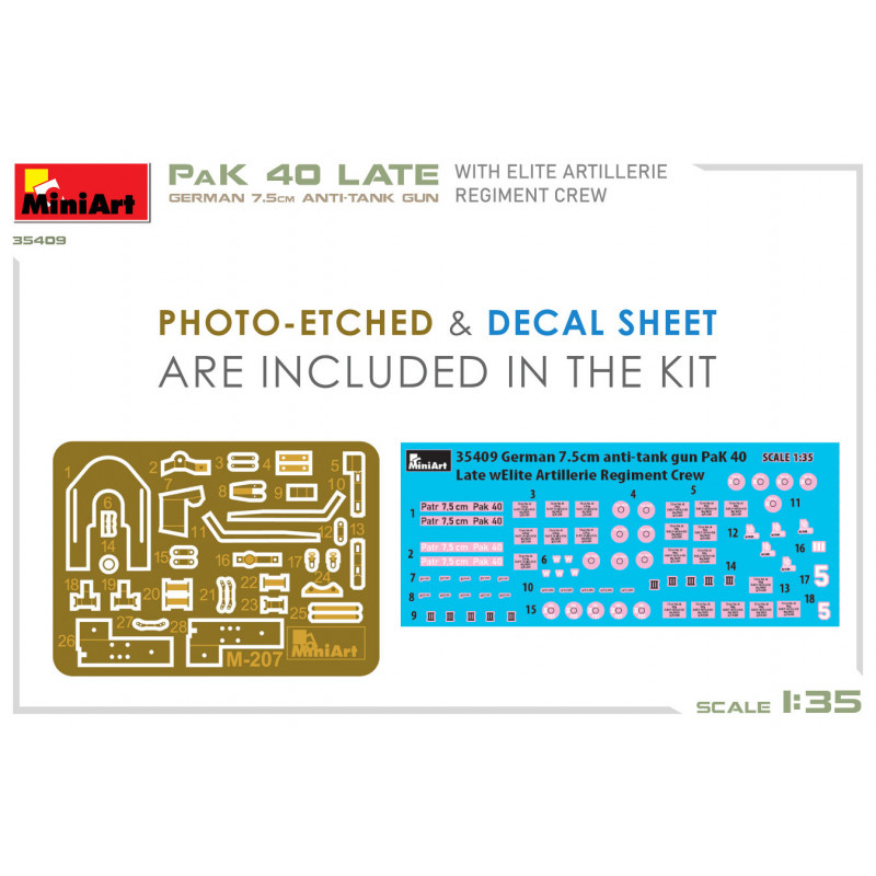 GERMAN 7.5CM ANTI-TANK GUN PaK 40 Late w/ELITE ARTILLERIE REGIMENT CREW