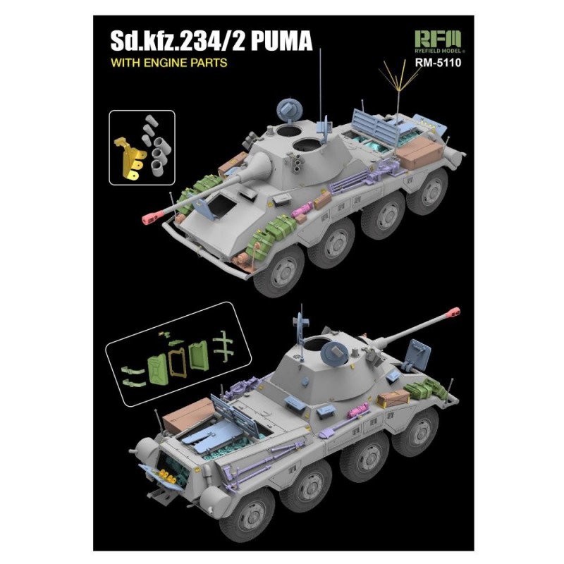 Sd.Kfz. 234/2 PUMA with engine parts