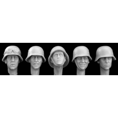 HEADS WEARING PLAIN GERMAN HELMETS