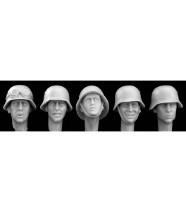 HEADS WEARING PLAIN GERMAN HELMETS